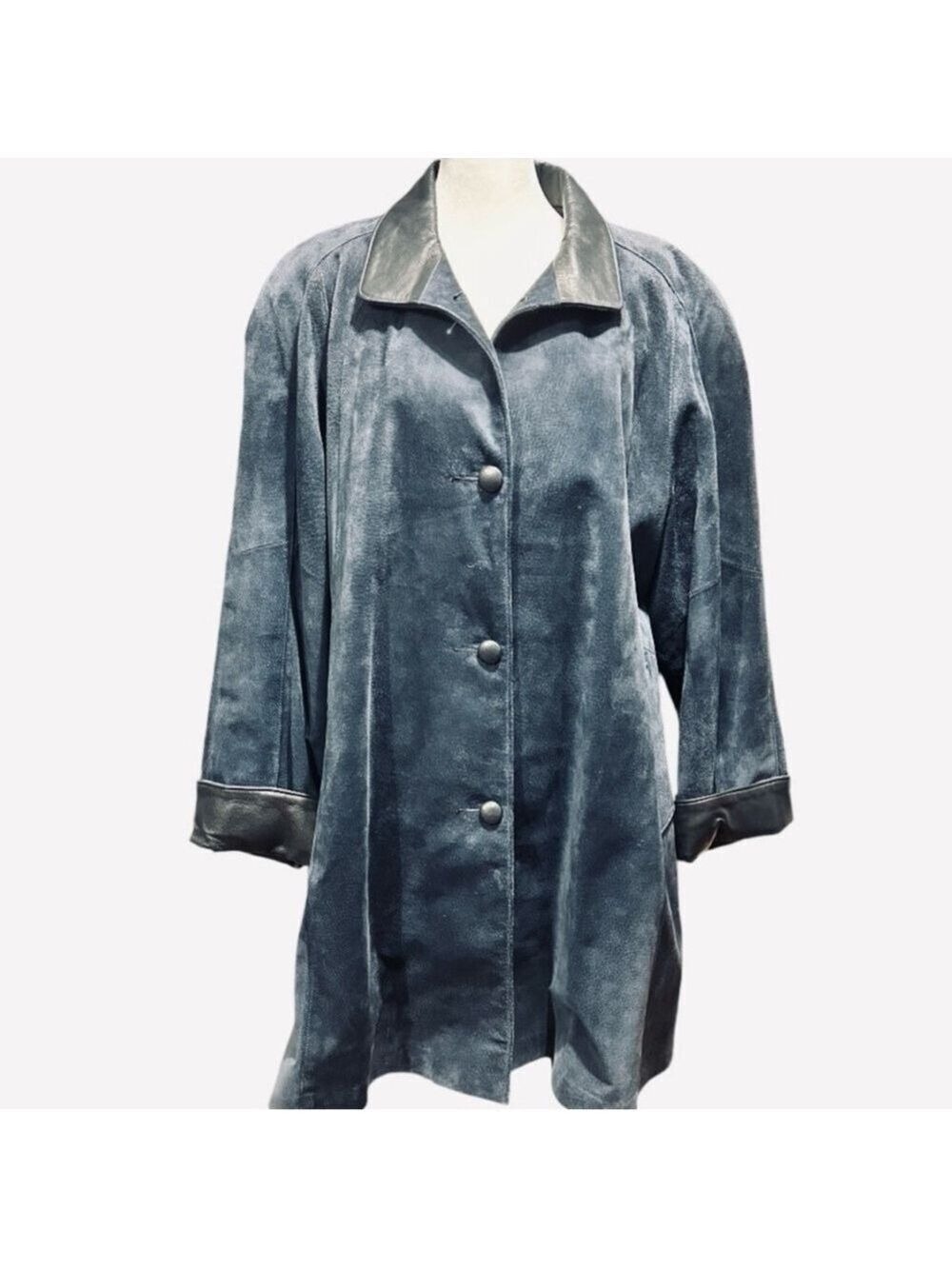 A PRO PEAUX Vintage Navy Suede Leather Coat NEW with Tags Size XL Roomy